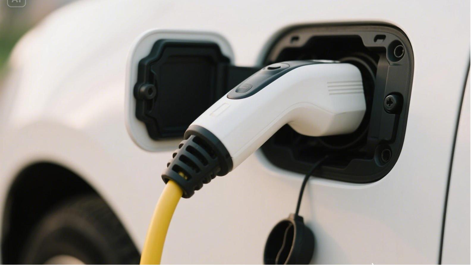 充电桩充电枪插在车上的特写,写实一些 充电桩充电枪插在车上的特写,写实一些